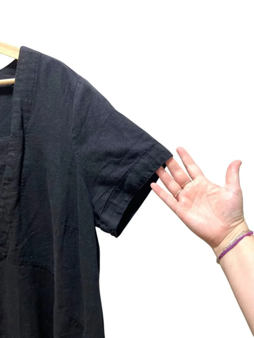 Ellos Linen Tunic Black Size L (18/20) Minimalist Spring Beach Coastal Vacation - Picture 10 of 13